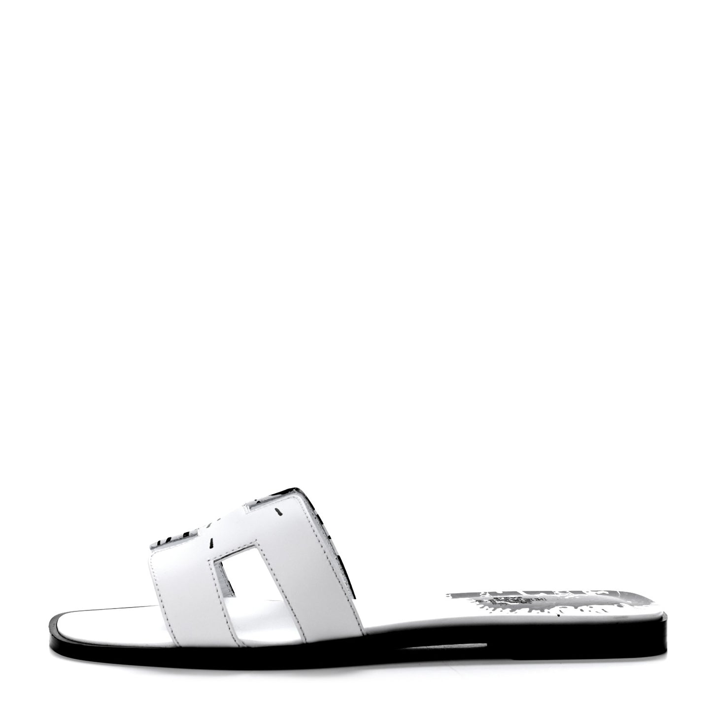 Calfskin Peinture Fraiche Oran Sandals 38.5 White Black