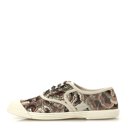 Valentino Garavani Metallic Jacquard Apres L'hiver Womens Bay By Bay Sneakers 38.5 Ivory 1 of 11