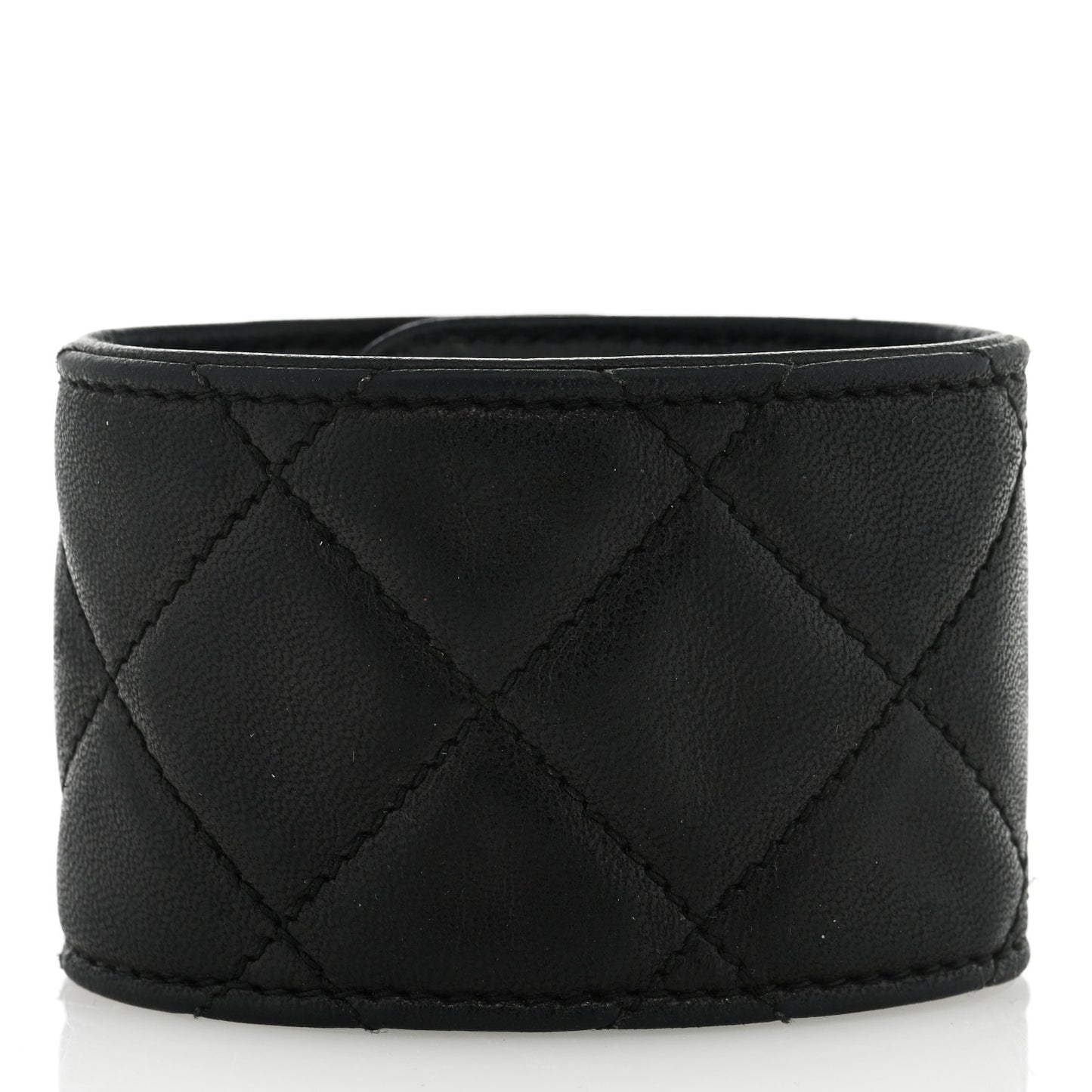 Lambskin Quilted CC Turnlock Cuff Bracelet S Black