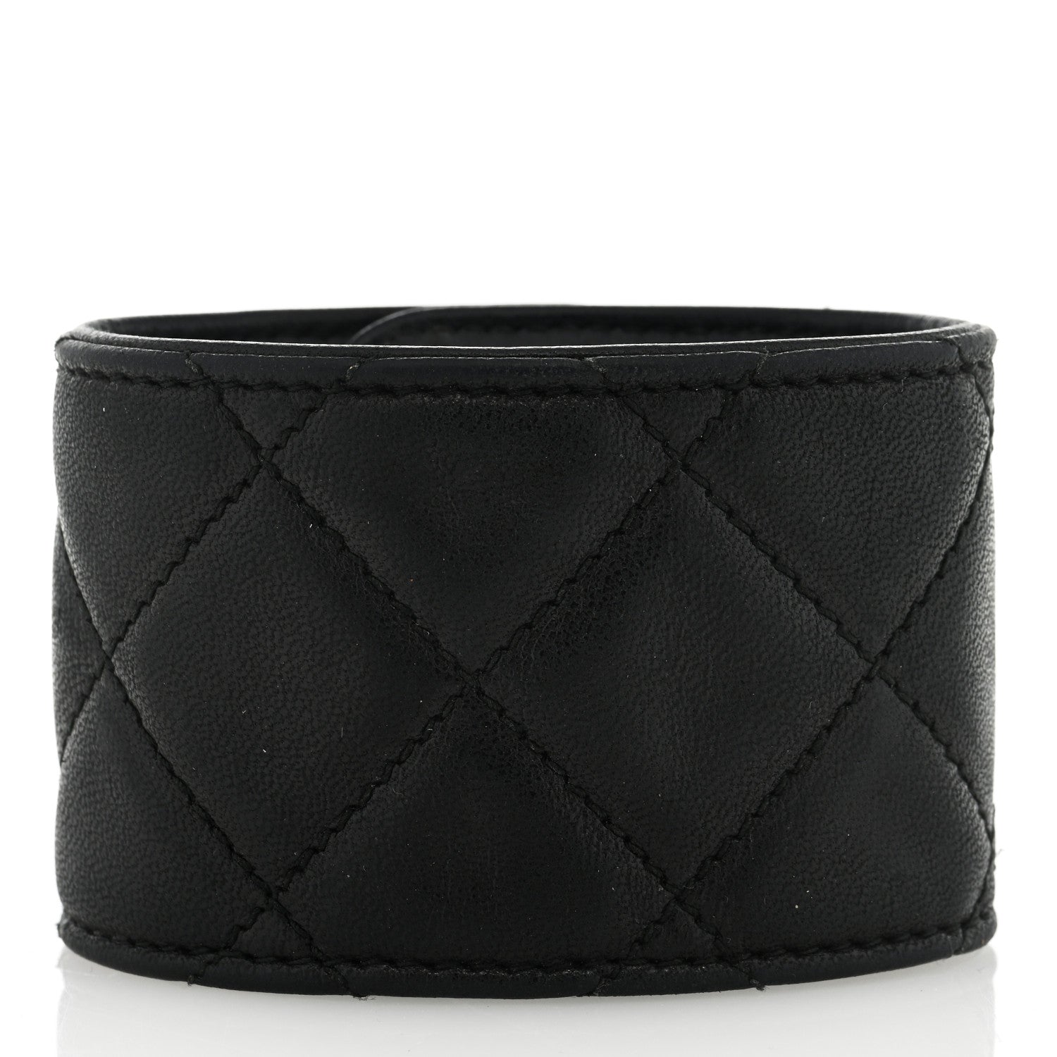 Chanel Lambskin Quilted CC Turnlock Cuff Bracelet S Black 2 of 3