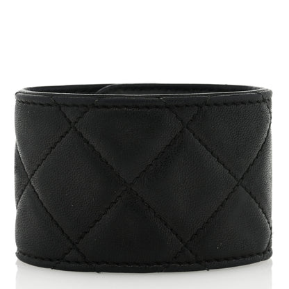 Chanel Lambskin Quilted CC Turnlock Cuff Bracelet S Black 2 of 3