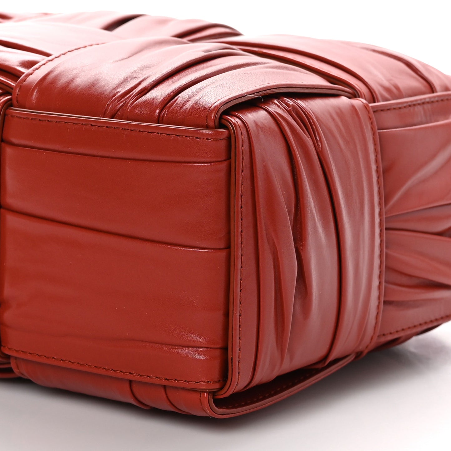 Foulard Intrecciato Pleated Mini Arco Tote Red