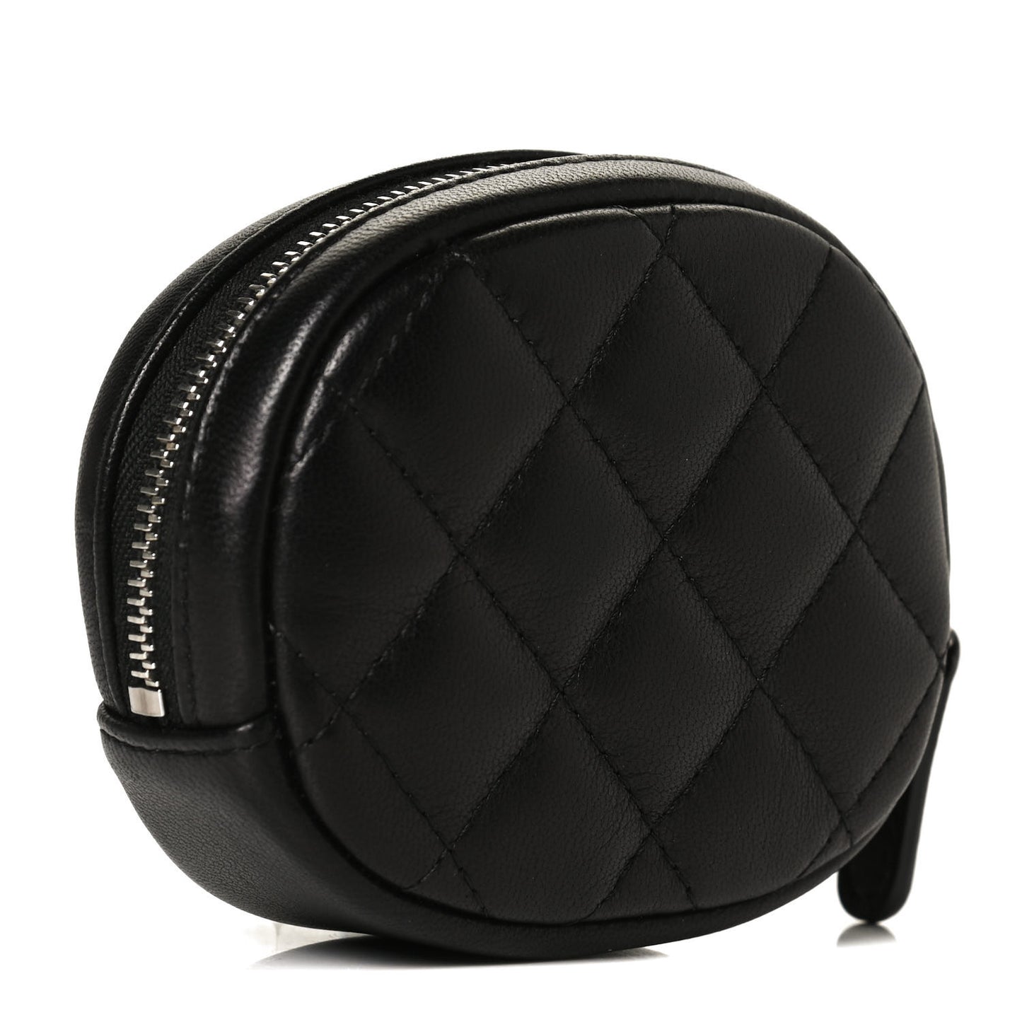 Lambskin Quilted Zip Around Classic Coin Purse Black