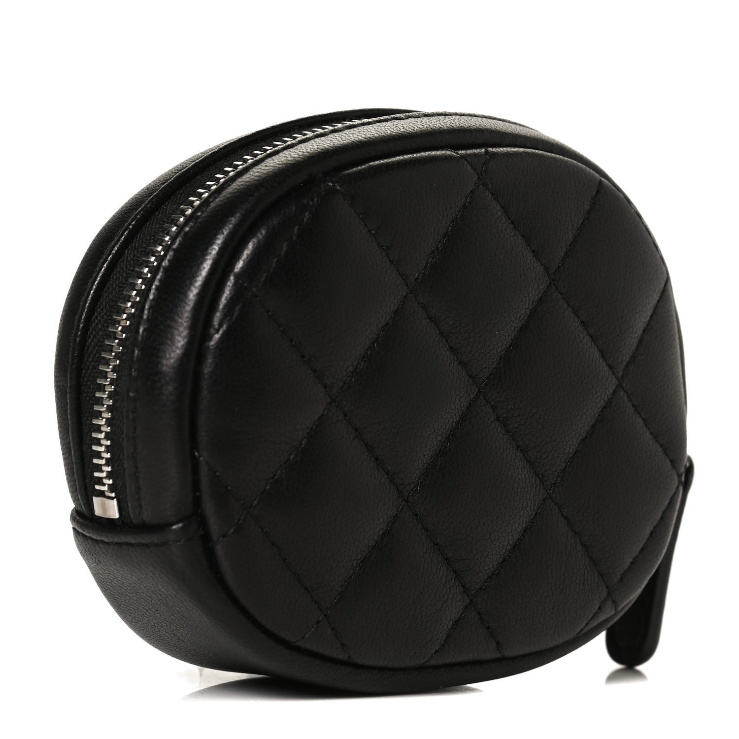 Chanel Lambskin Quilted Zip Around Classic Coin Purse Black 3 of 10