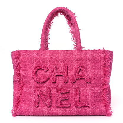 Chanel Wool Tweed Medium Zipped Shopping Tote Pink 1 of 9