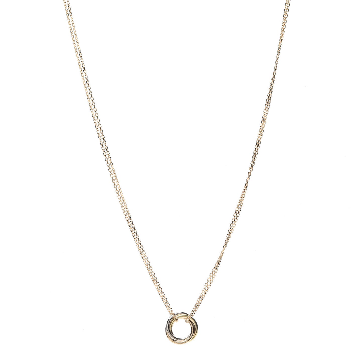 18K Pink Yellow White Gold Trinity Double Chain Pendant Necklace