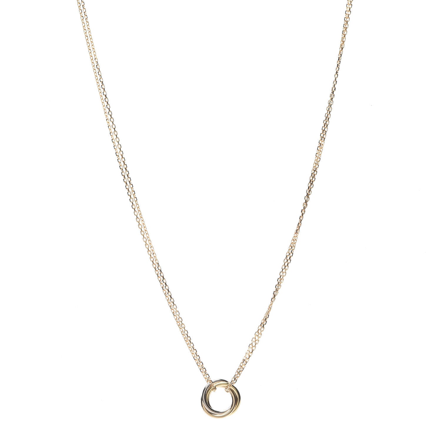 Cartier 18K Pink Yellow White Gold Trinity Double Chain Pendant Necklace 1 of 5
