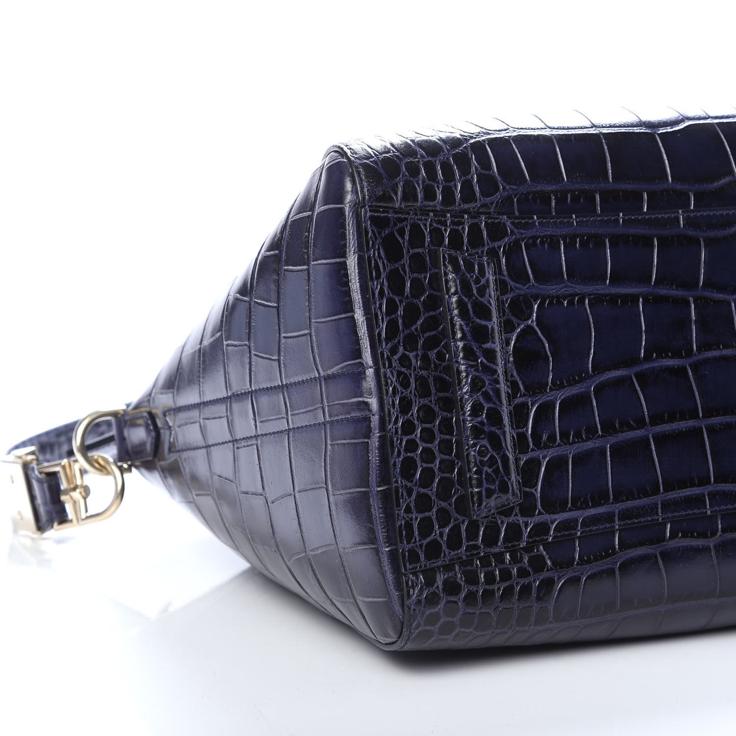 Calfskin Crocodile Embossed Medium Antigona Dark Blue