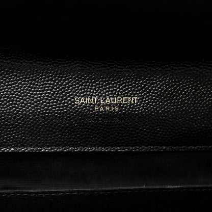 Saint Laurent Grain De Poudre Textured Mixed Matelasse Triquilt Monogram Clutch Black 6 of 8