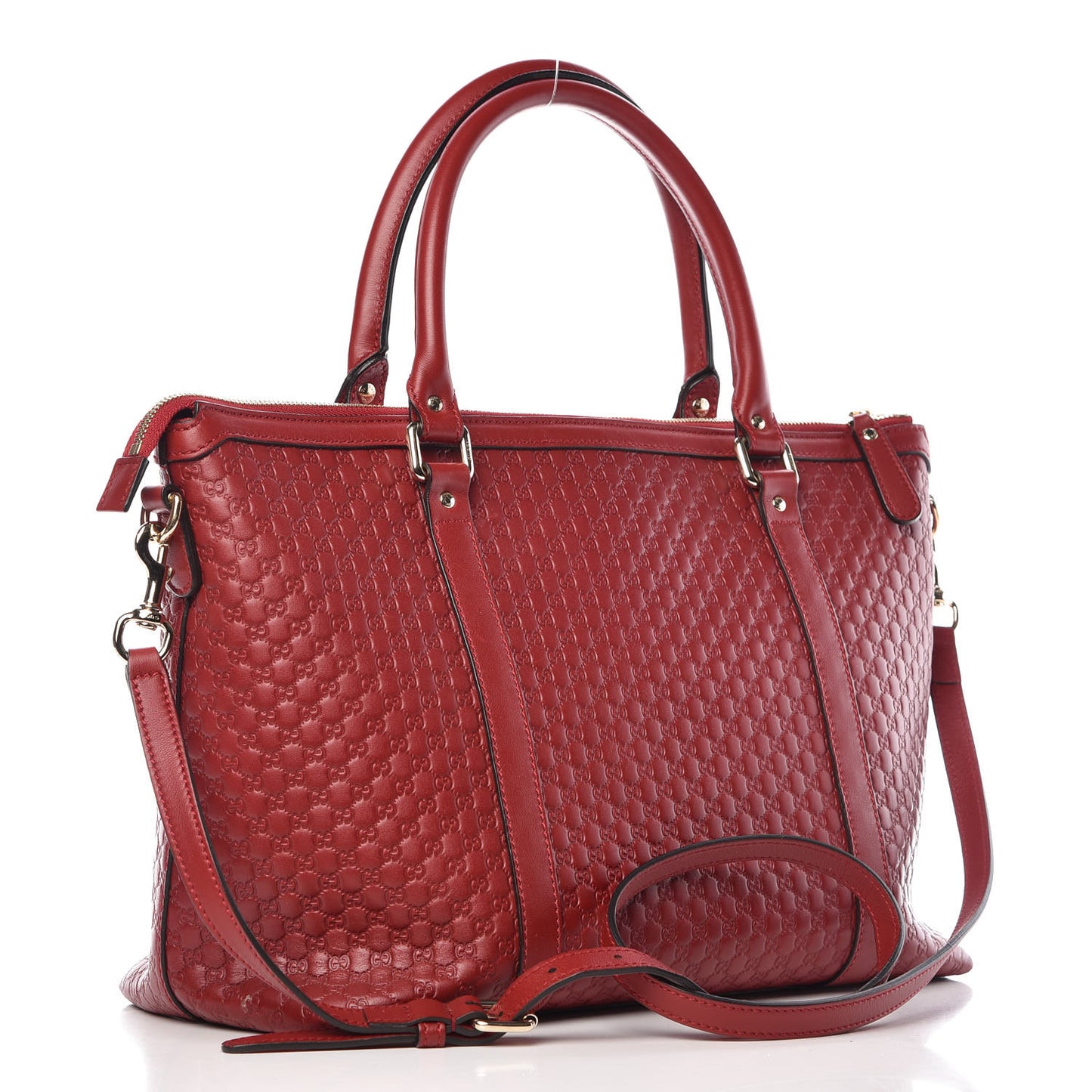 Soft Microguccissima Medium Zippered Satchel Rosso