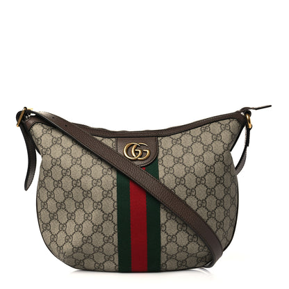 Gucci GG Supreme Monogram Web Small Ophidia Half Moon Hobo Brown 1 of 6