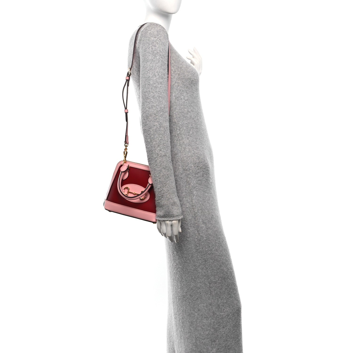 Gucci Boarded Plutone Calfskin Mini Horsebit 1955 Top Handle Bag Pink Red 2 of 11