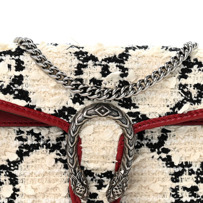 Gucci Tweed GG Monogram Super Mini Dionysus Shoulder Bag White Black Romantic Cherry 6 of 9