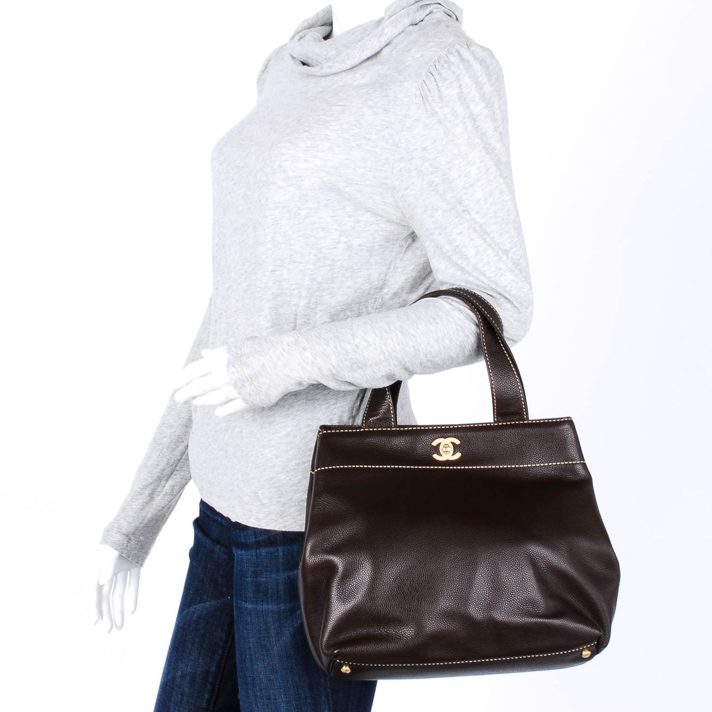 Caviar CC Handbag Brown