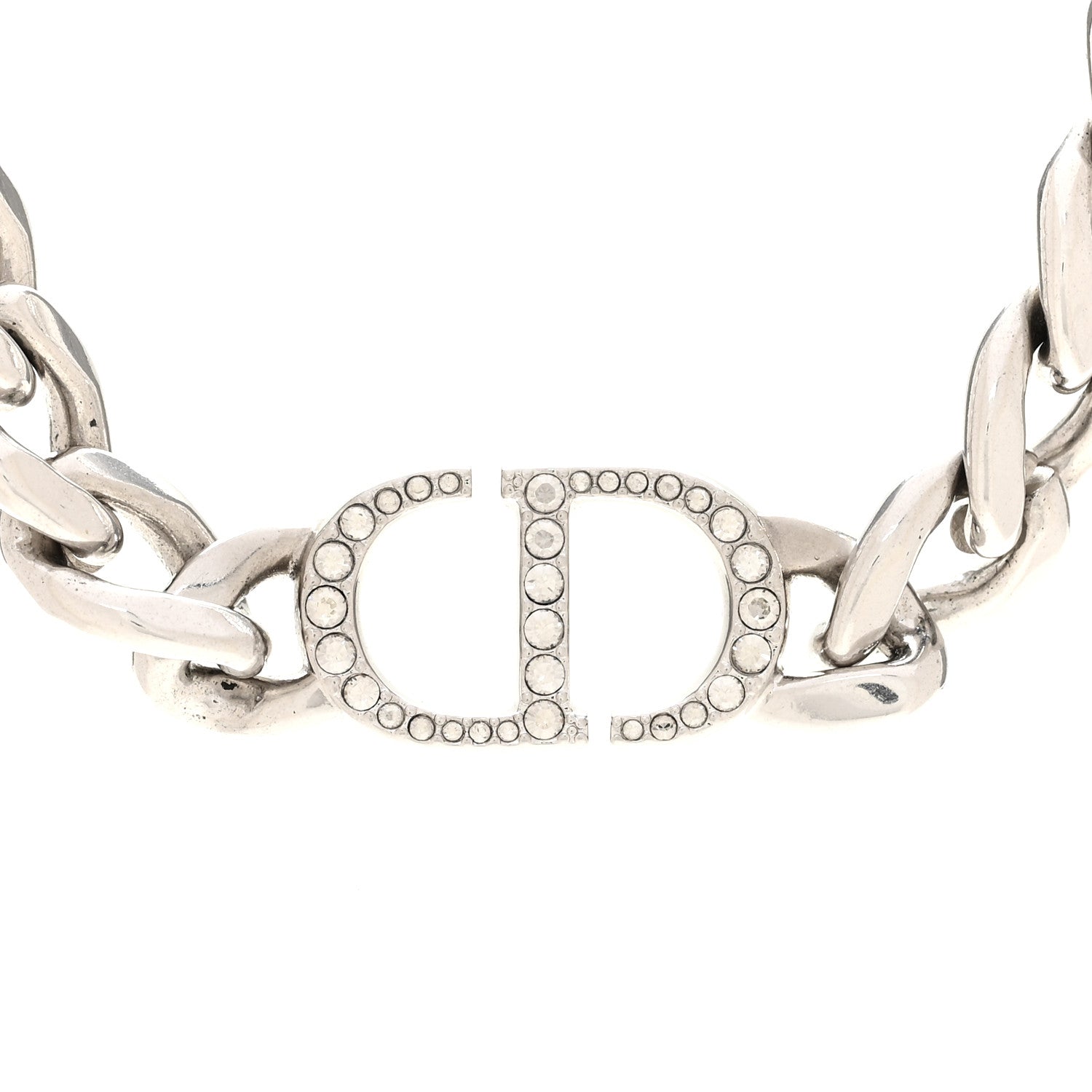 Christian Dior Metal Crystal 30 Montaigne Necklace Silver 4 of 6