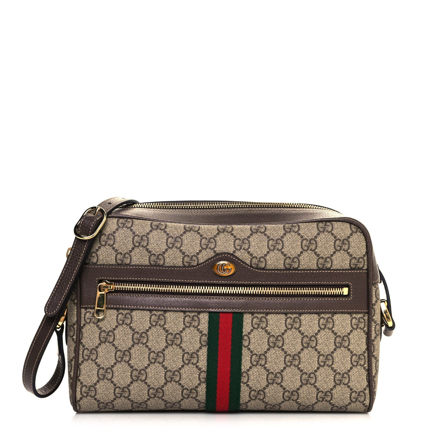 Gucci GG Supreme Monogram Web Small Ophidia Shoulder Bag Brown 1 of 11