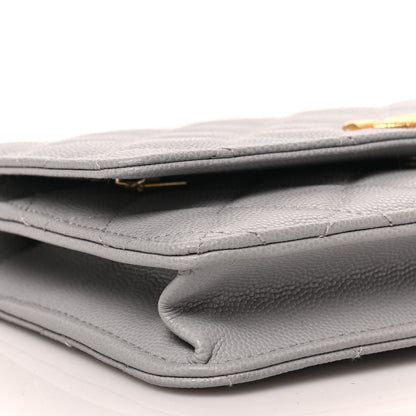 Chanel Caviar Quilted Studded CC Wallet on Chain WOC Grey 7 of 8