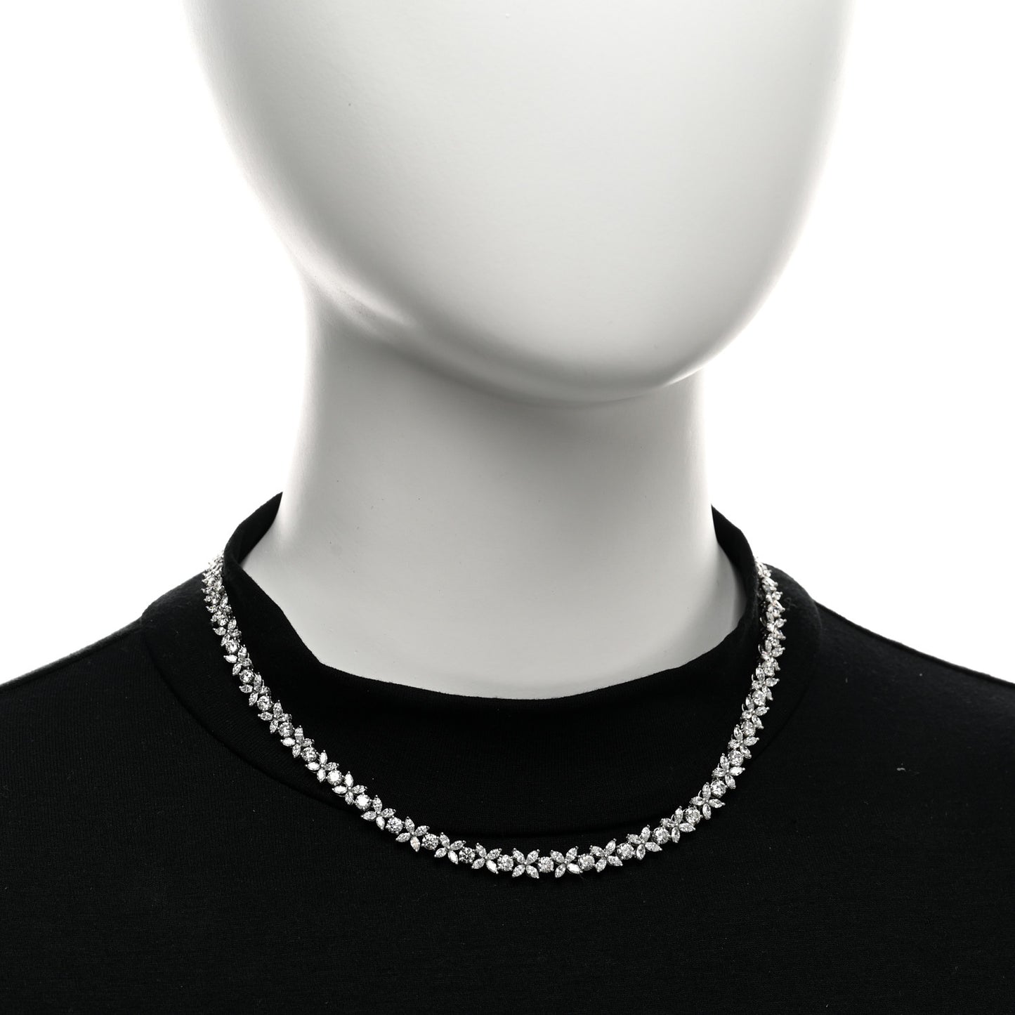 Platinum Diamond Victoria Alternating Graduated Necklace