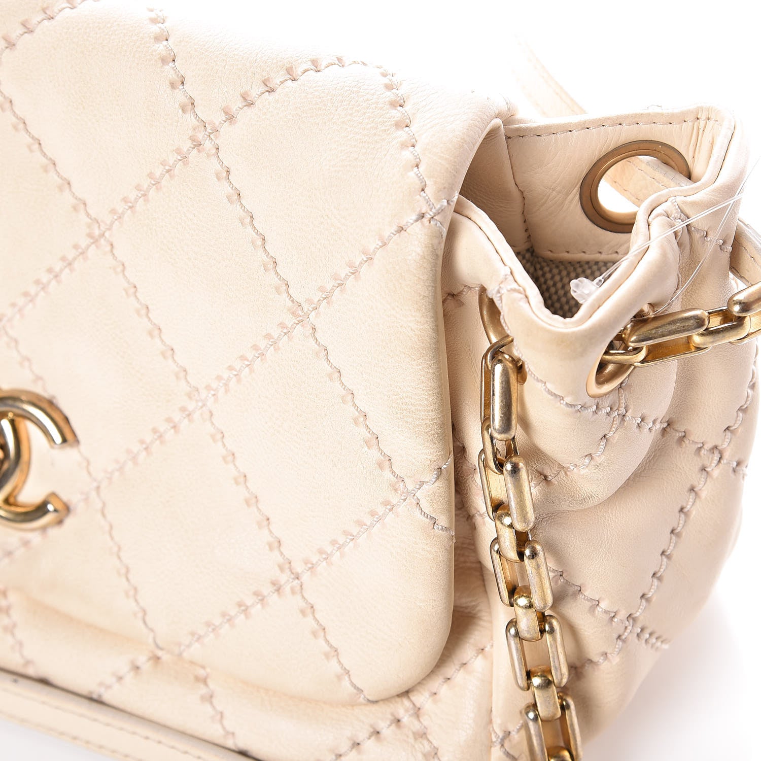 Chanel Calfskin Quilted Retro Chain Flap Beige 12 of 27