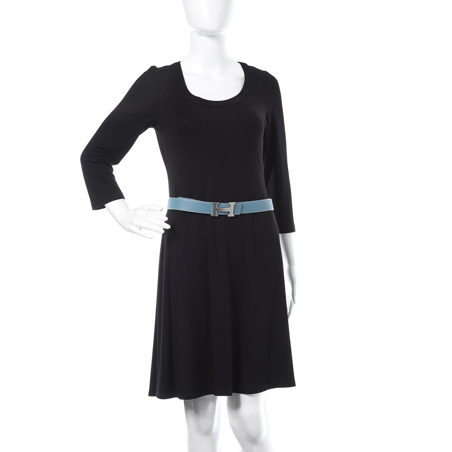 Epsom Swift Strie 32mm H Belt 95 Blue Jean White