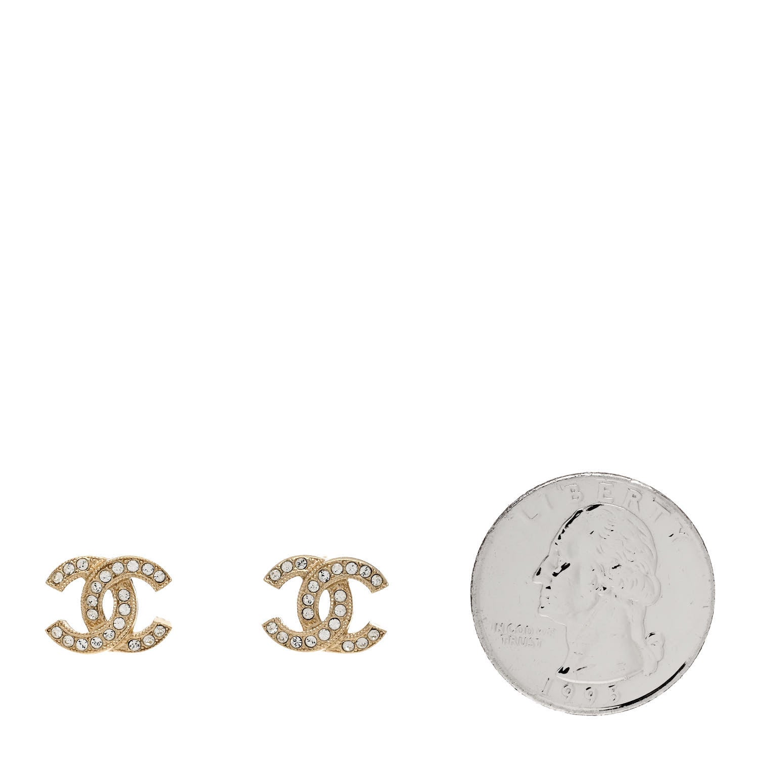 Chanel Crystal CC Earrings Gold 2 of 5