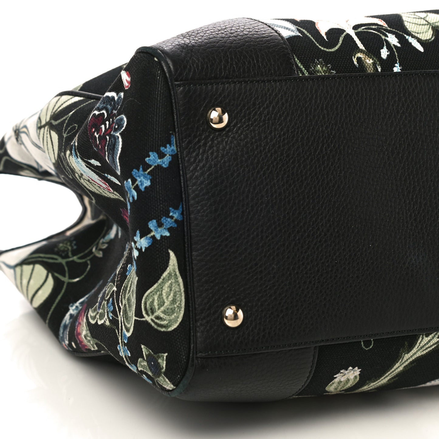 Canvas Cellarius Calfskin Flora Knight Large Bamboo Shopper Tote Black