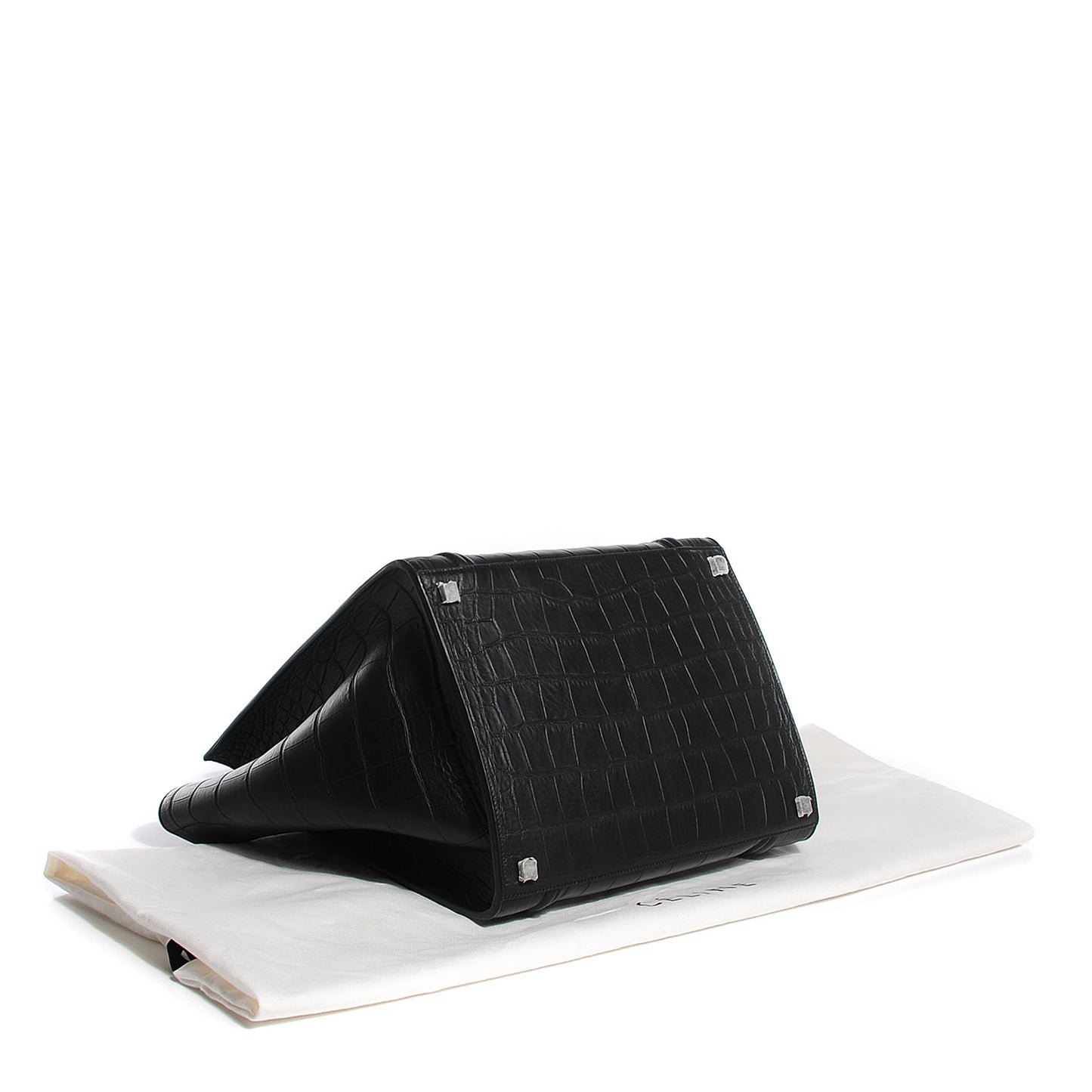 Crocodile Embossed Calfskin Medium Phantom Luggage Black