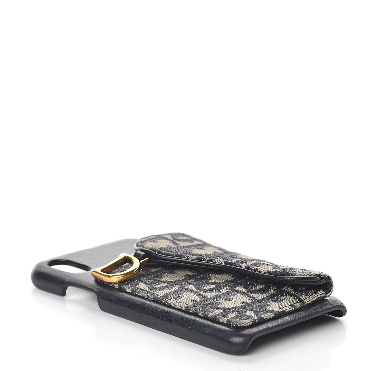 Oblique Calfskin Saddle iPhone X Case Blue