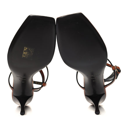 Saint Laurent Calfskin Cassandra 60 Sandals 40 Brown 5 of 8
