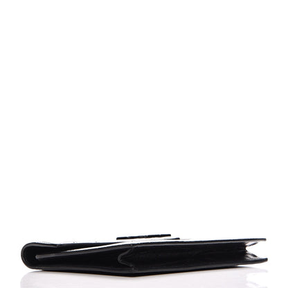 Saint Laurent Calfskin Crocodile Embossed Monogram Chain Wallet Black 4 of 8