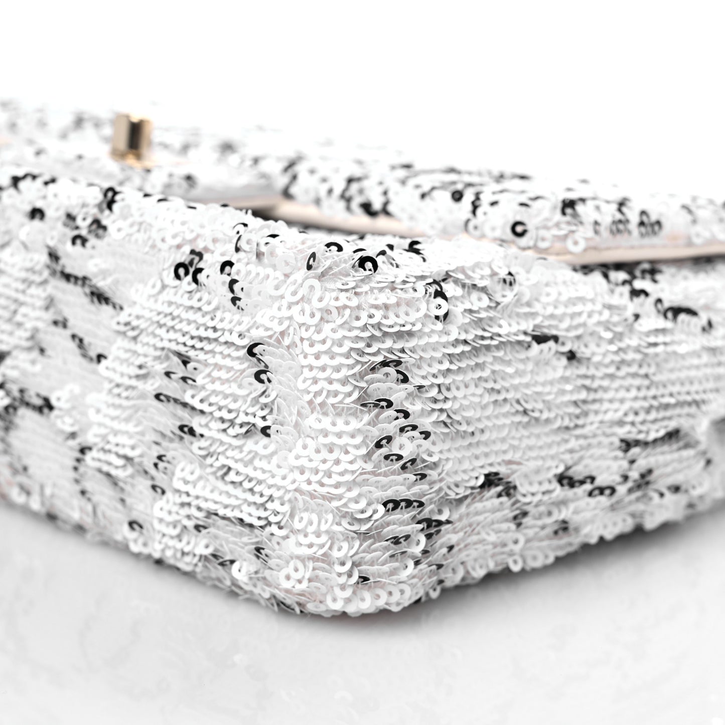 Sequin Logo Mini Rectangular Flap White Black