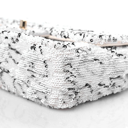Chanel Sequin Logo Mini Rectangular Flap White Black 10 of 11