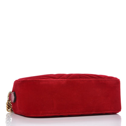 Gucci Velvet Matelasse Small GG Marmont Chain Shoulder Bag Hibiscus Red 4 of 10