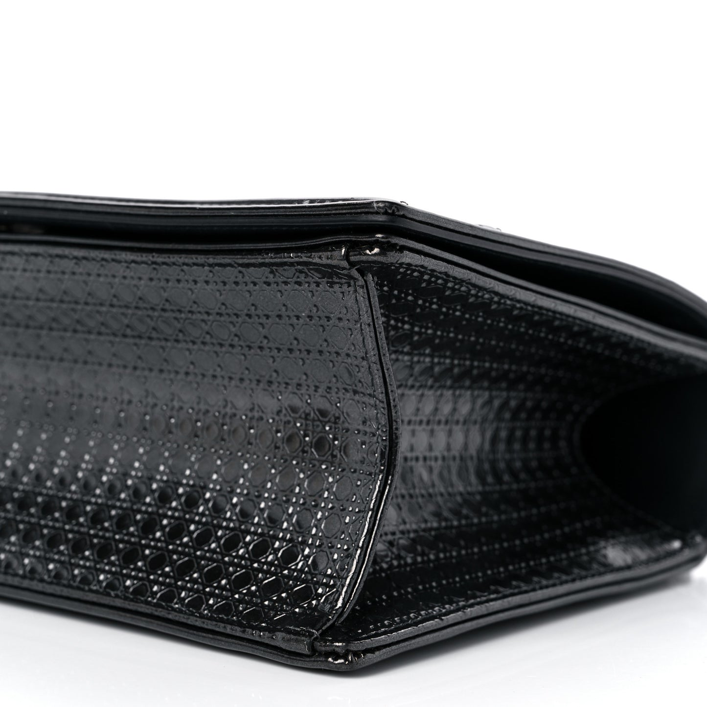 Metallic Patent Micro-Cannage Medium Diorama Flap Bag Onyx Black