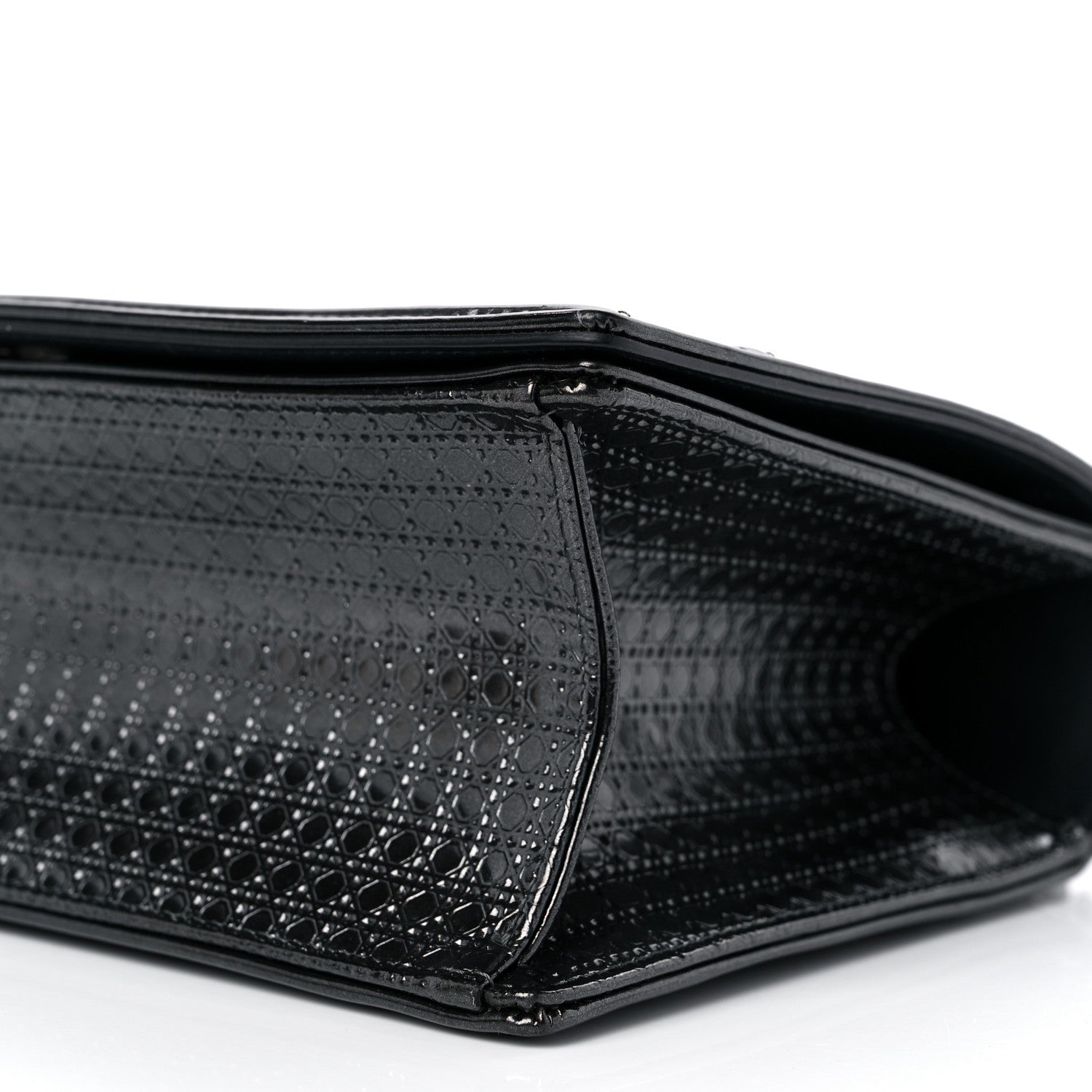 Christian Dior Metallic Patent Micro-Cannage Medium Diorama Flap Bag Onyx Black 9 of 11