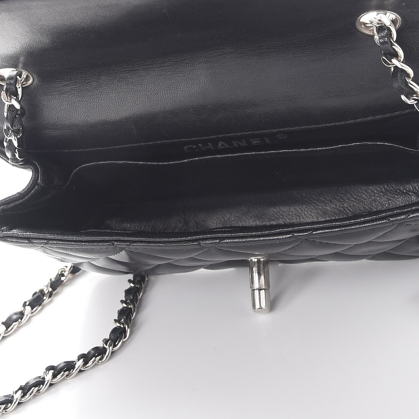Lambskin Quilted Extra Mini Rectangular Flap Black
