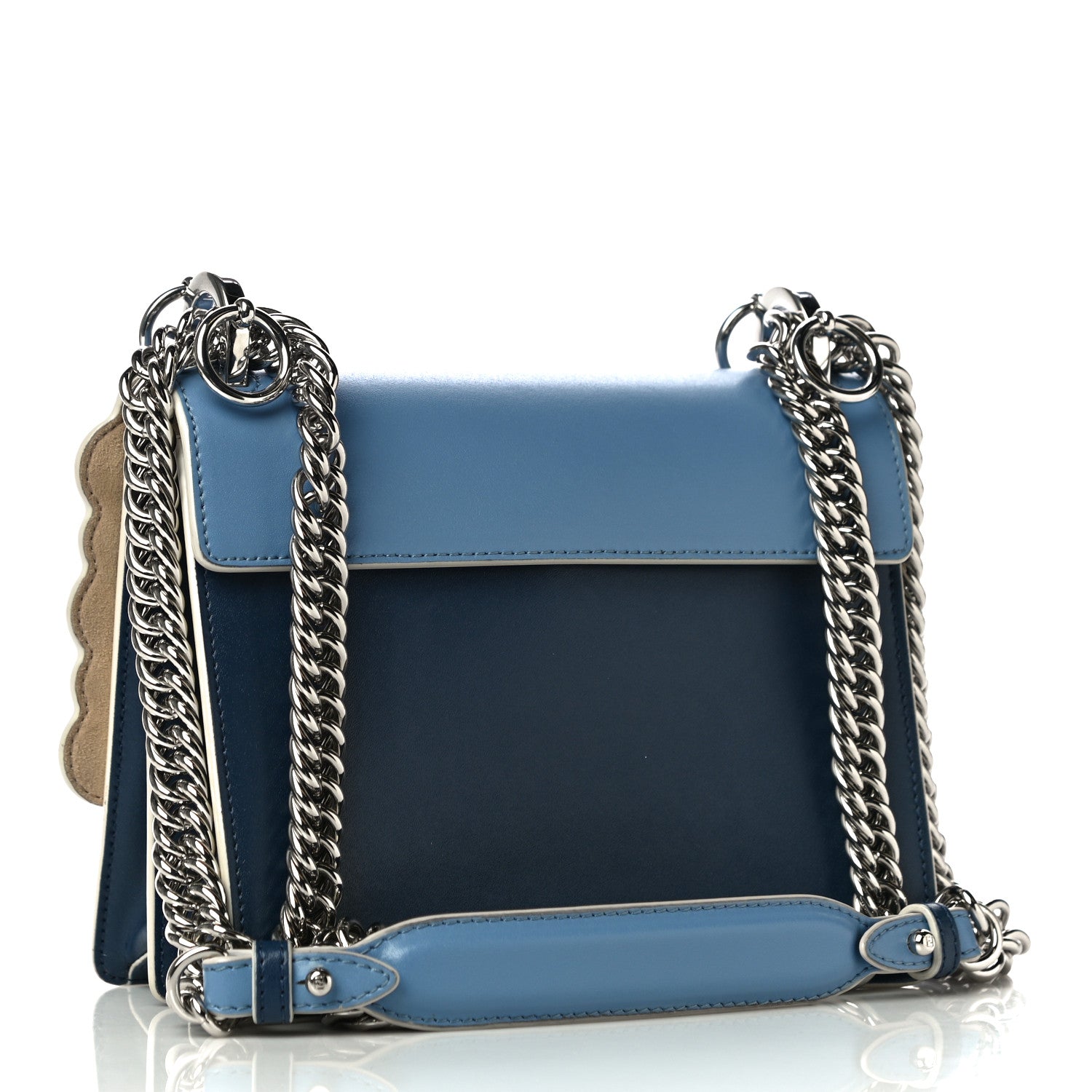 Fendi Vitello Liberty Pearl Scalloped Small Kan I Shoulder Bag Nebula Blu Scuro 3 of 10