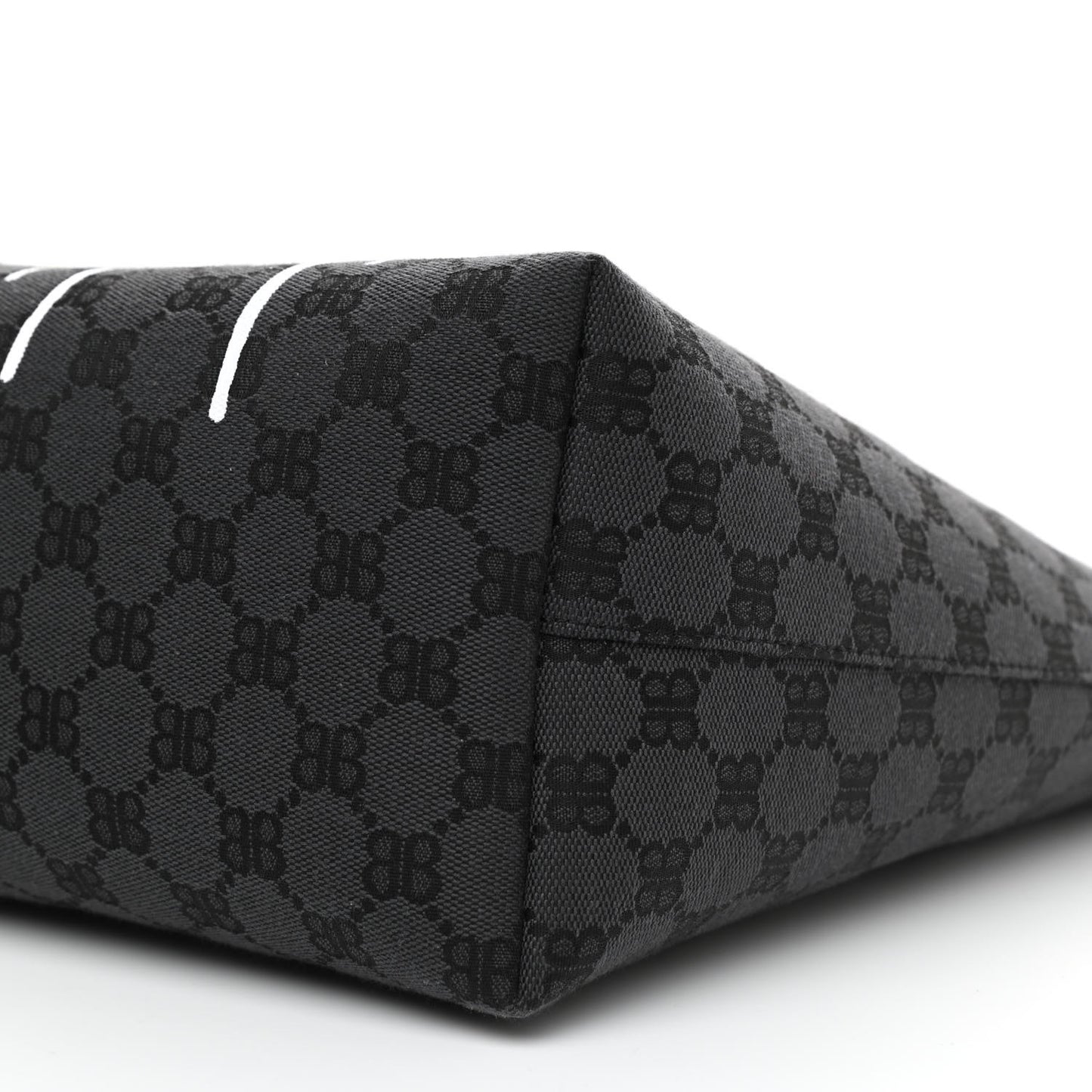 X BALENCIAGA BB Monogram Web Graffiti Medium Ophidia Shopping Tote Black