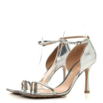 Bottega Veneta Mirror Calfskin Stretch 90mm Sandals 39 Silver 4 of 9