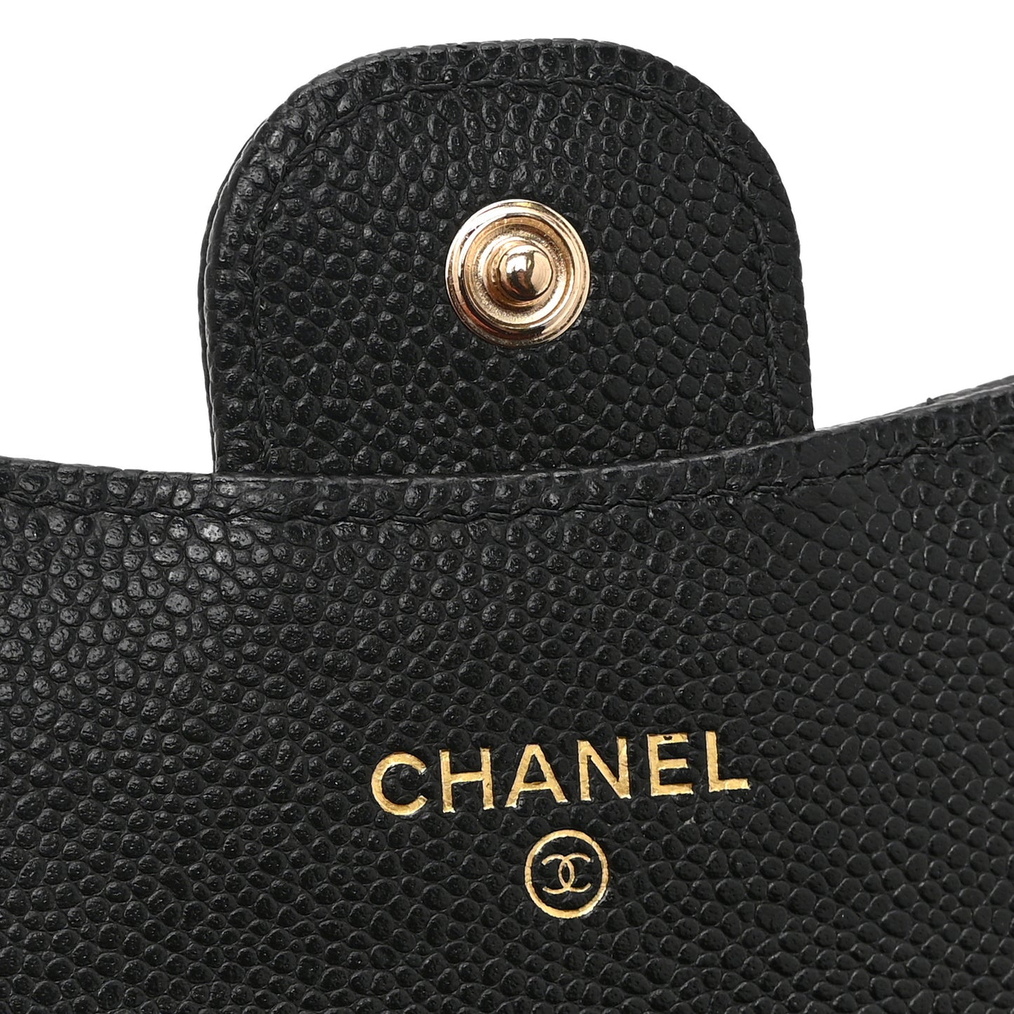 Caviar Quilted Flap Card Holder Wallet Black