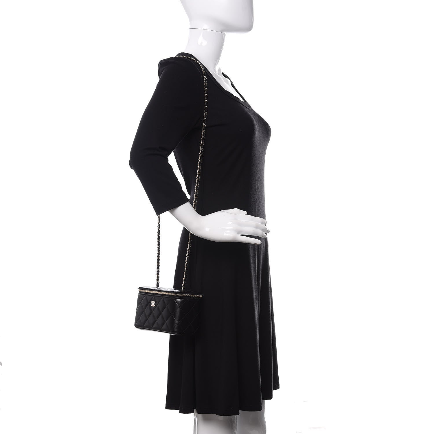 Chanel Lambskin Quilted Small Vanity Case With Chain Black 2 of 11