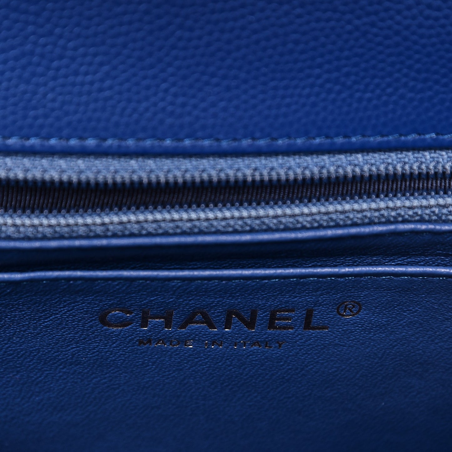 Caviar Chevron Quilted Mini Square Flap Blue