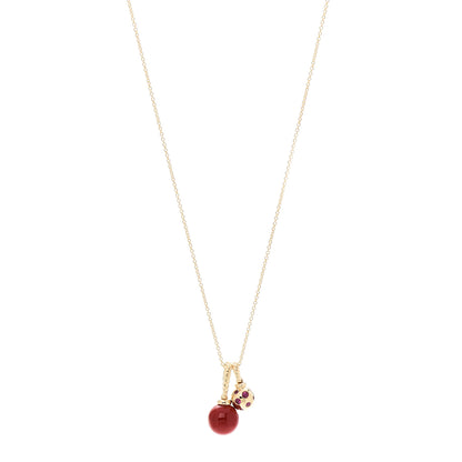 David Yurman 18K Yellow Gold Sterling Silver Ruby Enamel Solari Pendant Necklace Cherry 1 of 7