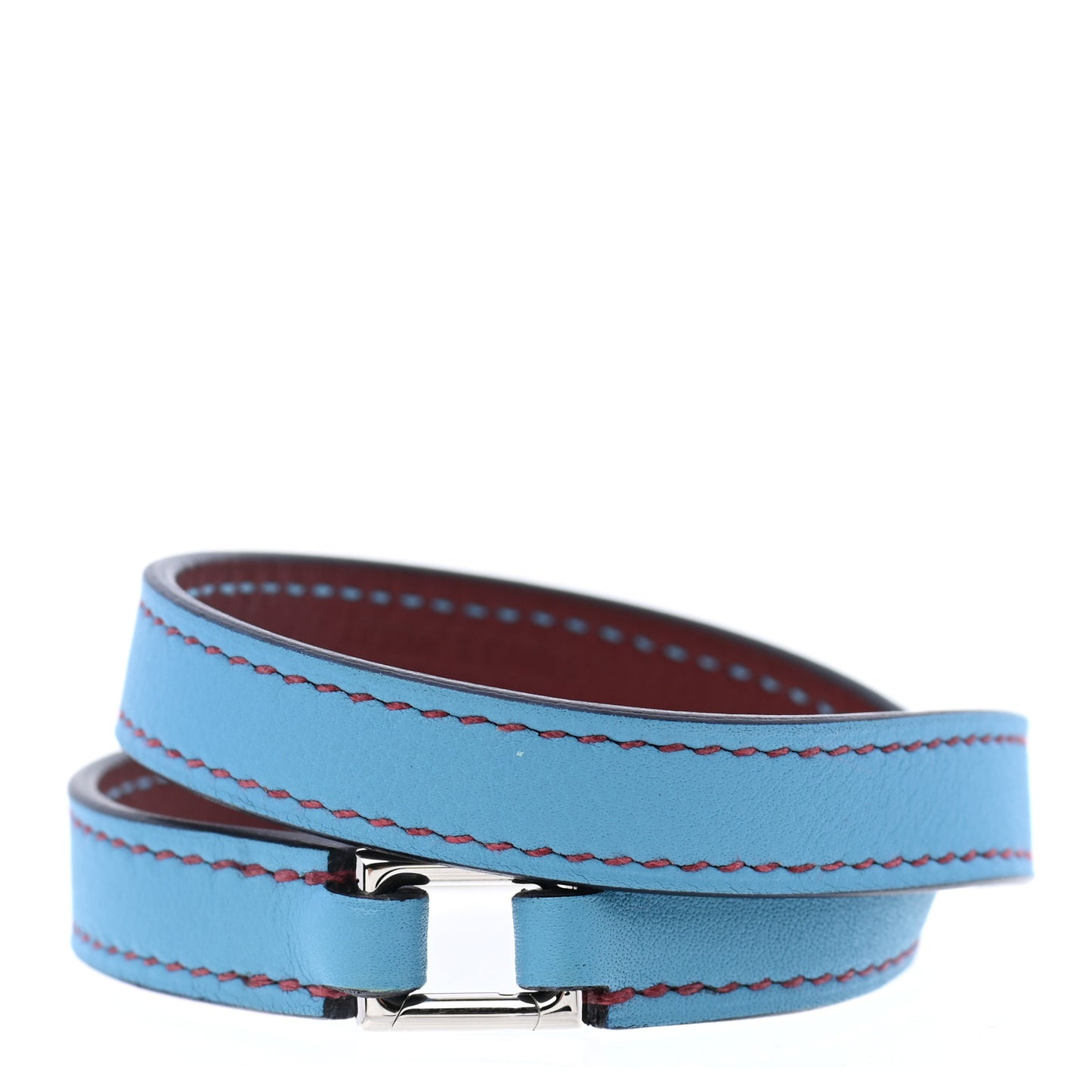 Swift Colorblock Kelly Double Tour Bracelet T3 Bleu Du Nord Rouge H