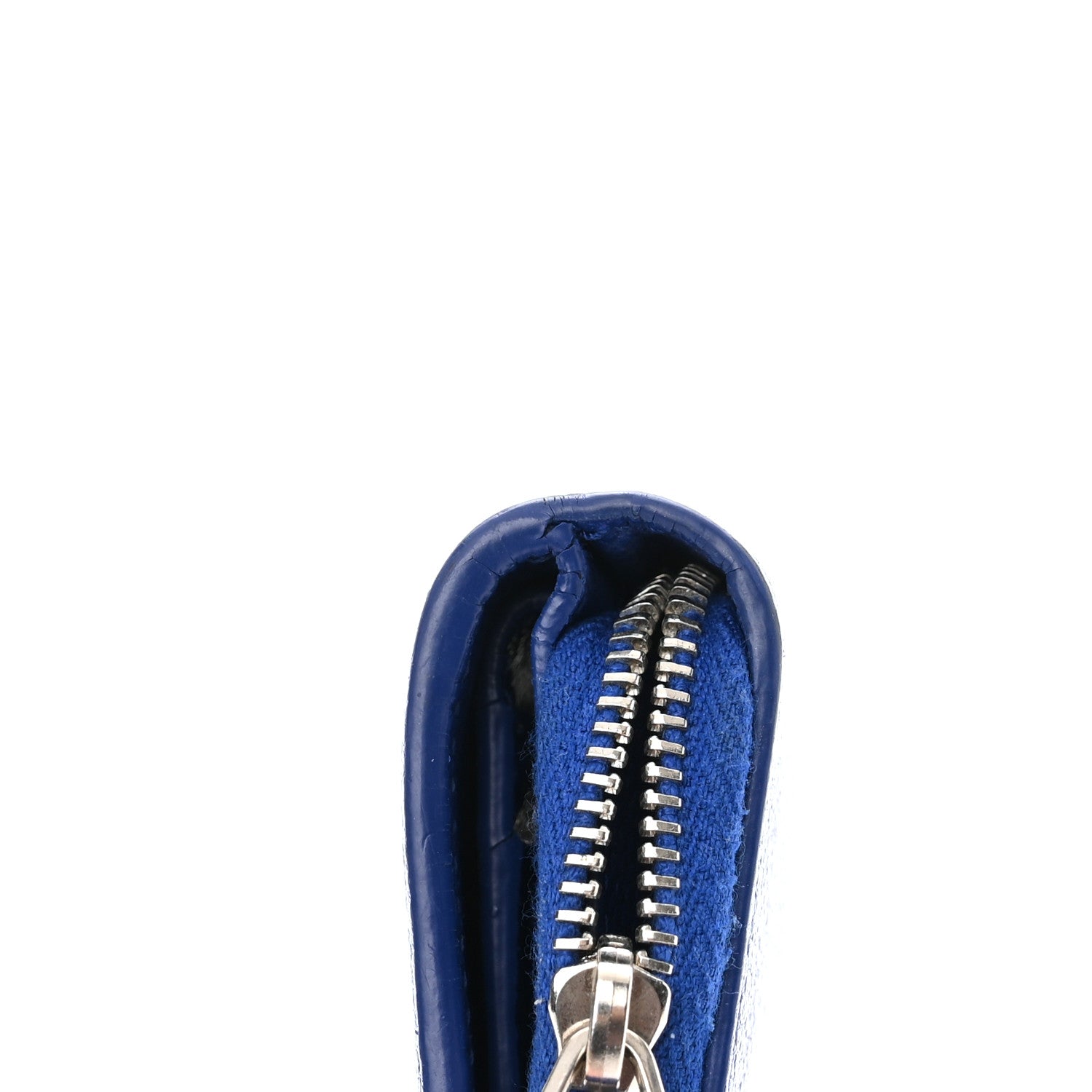 Saint Laurent Grained Calfskin Rive Gauche Compact Zip Around Wallet Royal Blue 7 of 8