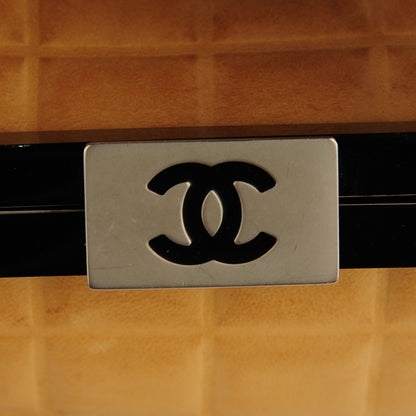 Chanel Lambskin Chocolate Bar Quilted Frame Bag Beige Black 8 of 9