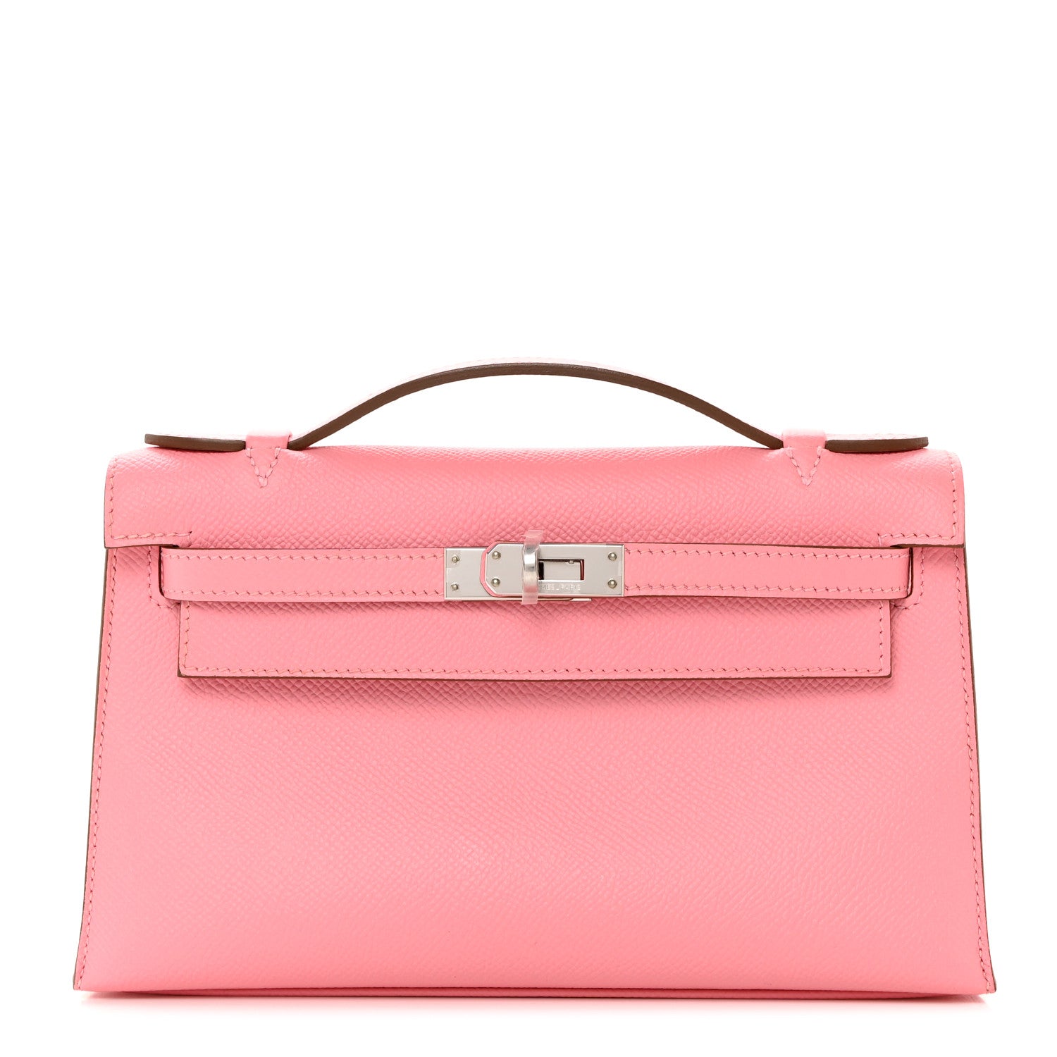 HERMES Epsom Kelly Pochette Clutch in the color Rose Confetti by FASHIONPHILE