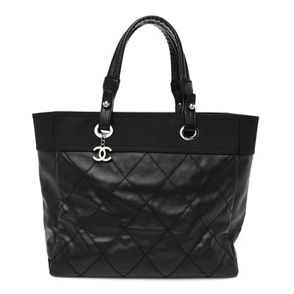 Chanel Coated Canvas Quilted Large Paris Biarritz Tote Black 1 of 7