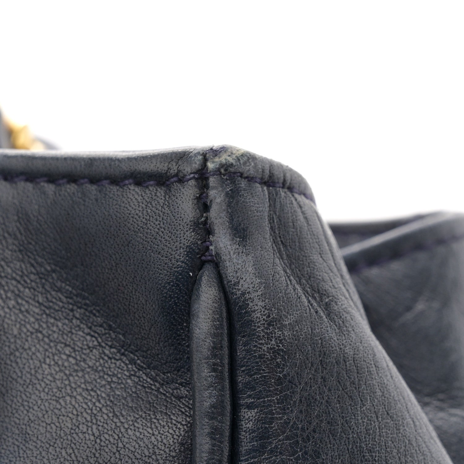 Chanel Lambskin Quilted Shoulder Bag Navy Blue 14 of 15