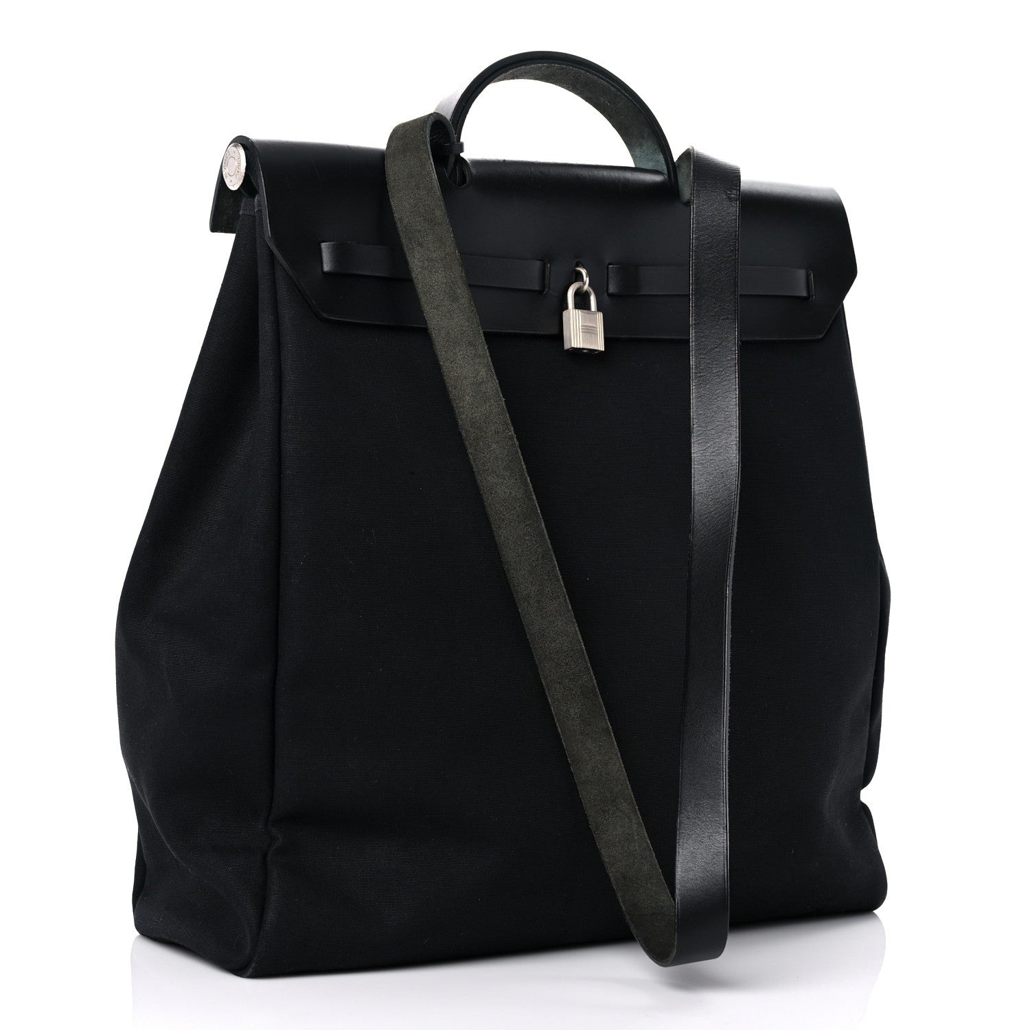 Hermes Toile Vache Calfskin Herbag 39 MM Black 3 of 21